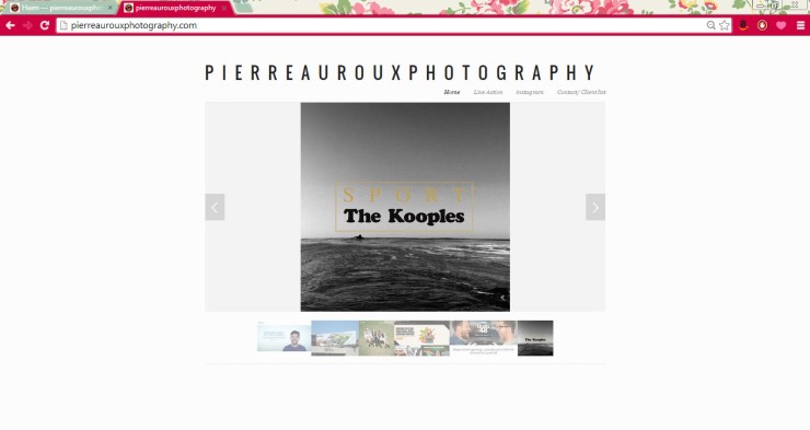 Screenshot taken from the homepage of Auroux's website http://pierreaurouxphotography.com/